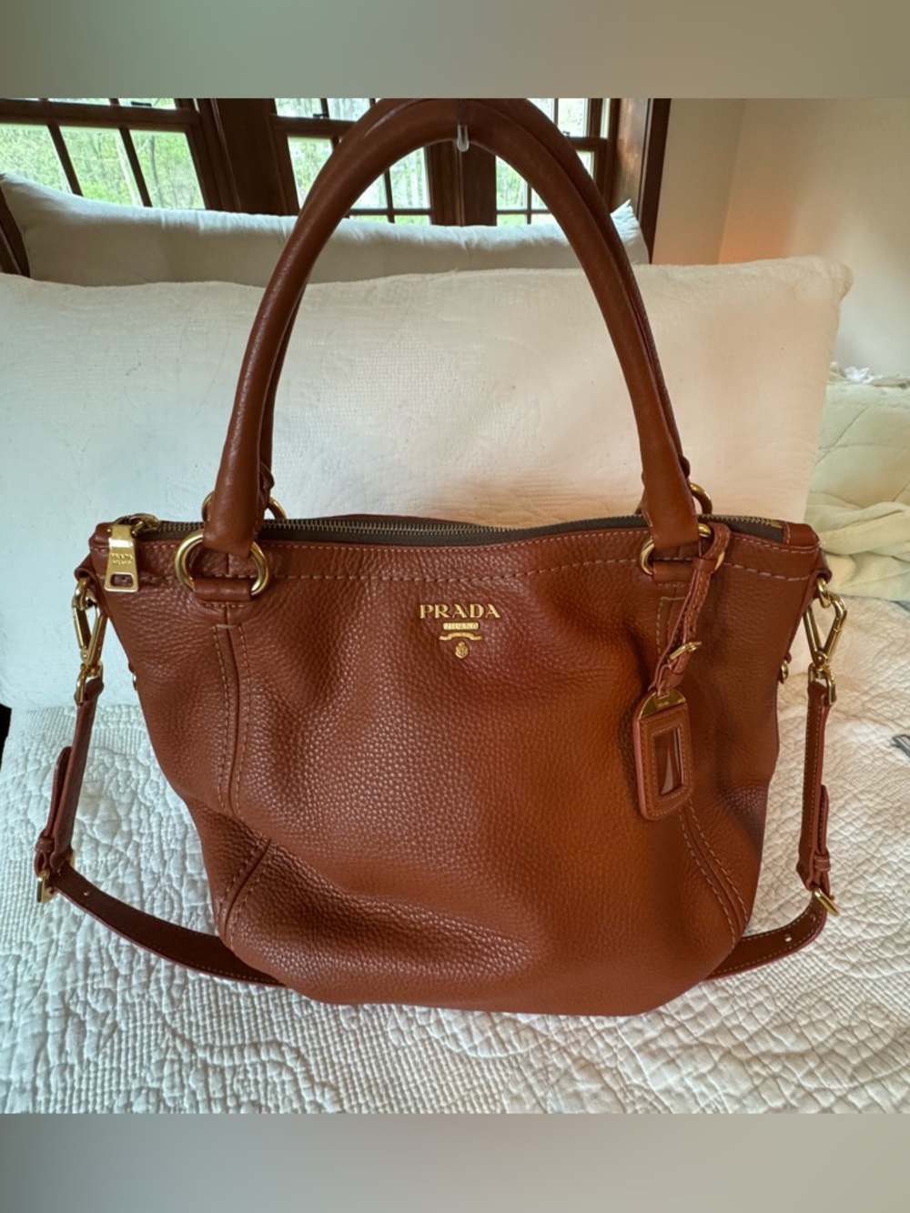 Prada Vitello Daino Leather Satchel Shoulder Bag - Picture 2 of 15